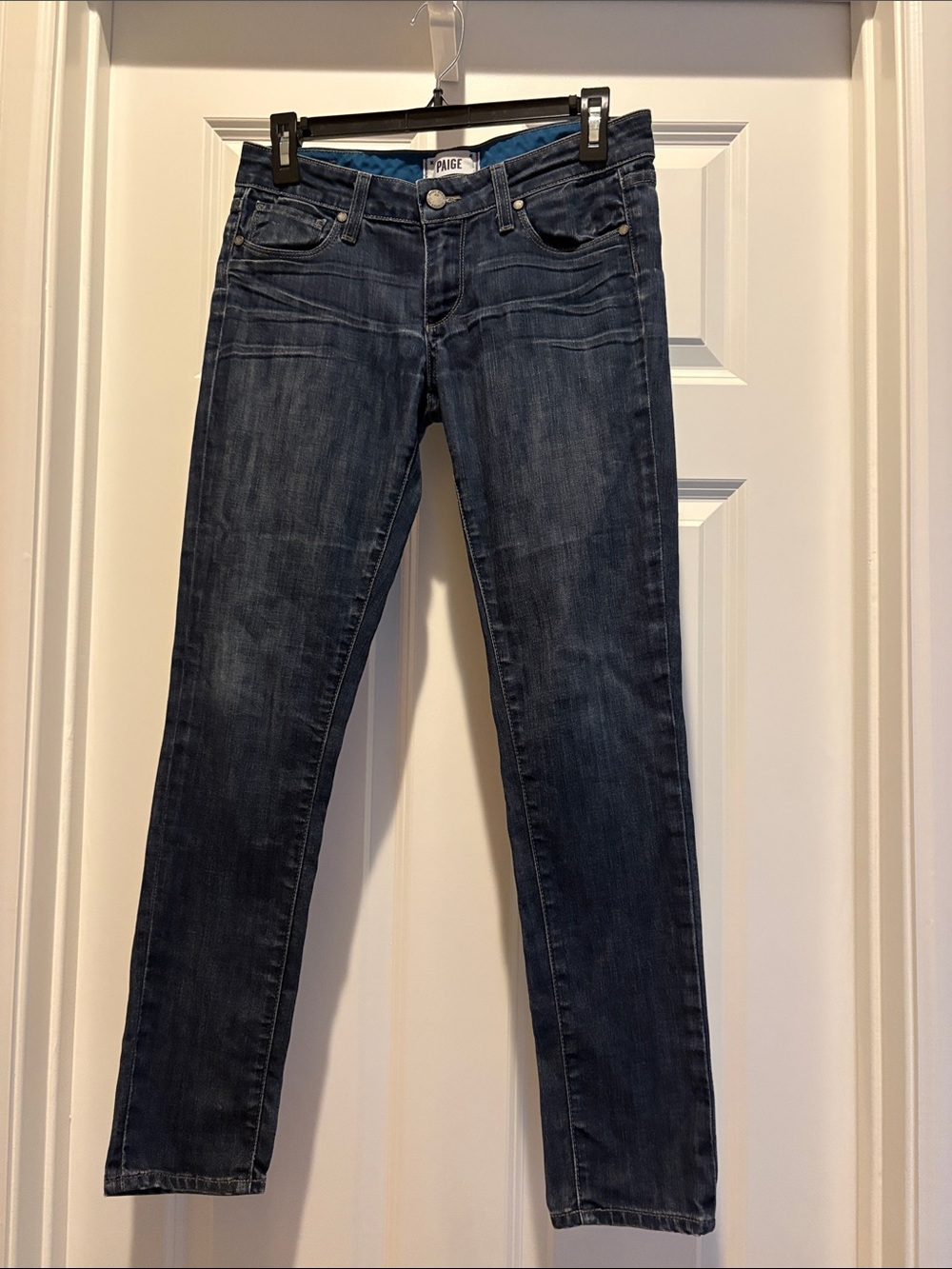 PAIGE Dark Blue Skinny Jeans, (Skyline Ankle Peg) -69% cotton, 31% polyester